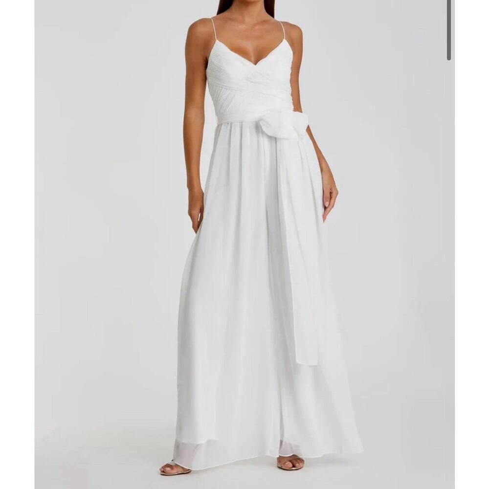 IEENA FOR MAC DUGGAL Women’s XL White Flowy Faux Wrap Jumpsuit - MSRP $198